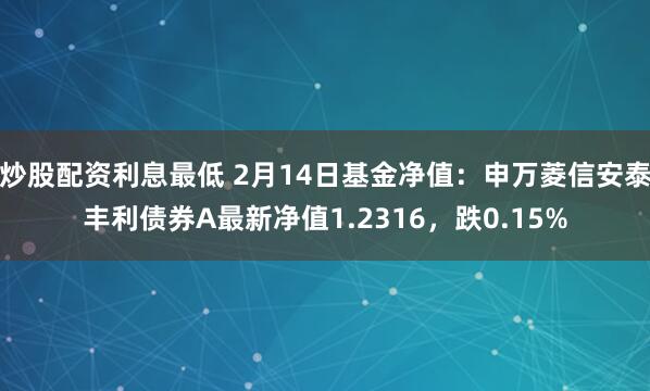 炒股配资利息最低 2月14日基金净值：申万菱信安泰丰利债券A最新净值1.2316，跌0.15%