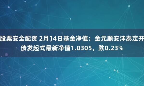 股票安全配资 2月14日基金净值：金元顺安沣泰定开债发起式最新净值1.0305，跌0.23%