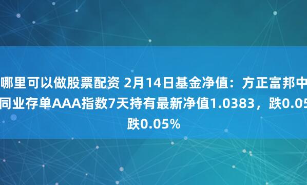 哪里可以做股票配资 2月14日基金净值：方正富邦中证同业存单AAA指数7天持有最新净值1.0383，跌0.05%