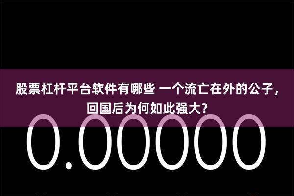 股票杠杆平台软件有哪些 一个流亡在外的公子，回国后为何如此强大？